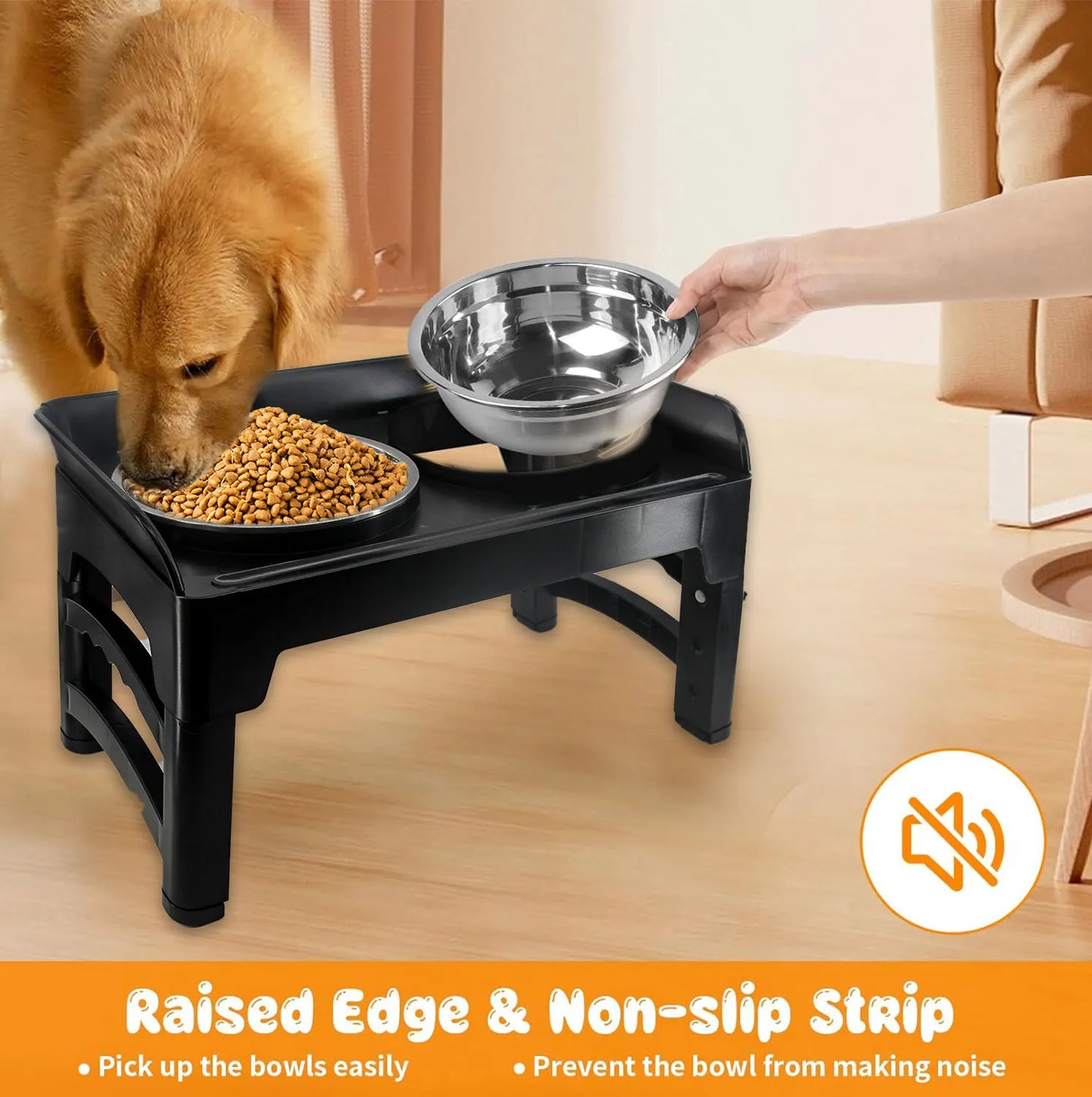 Updated Elevated Dog Bowls 4 Height Adjustable Raised Dog Bowl with Baffle No Spill Edge 2 Thick 50oz   Stainless Steel Dog Food