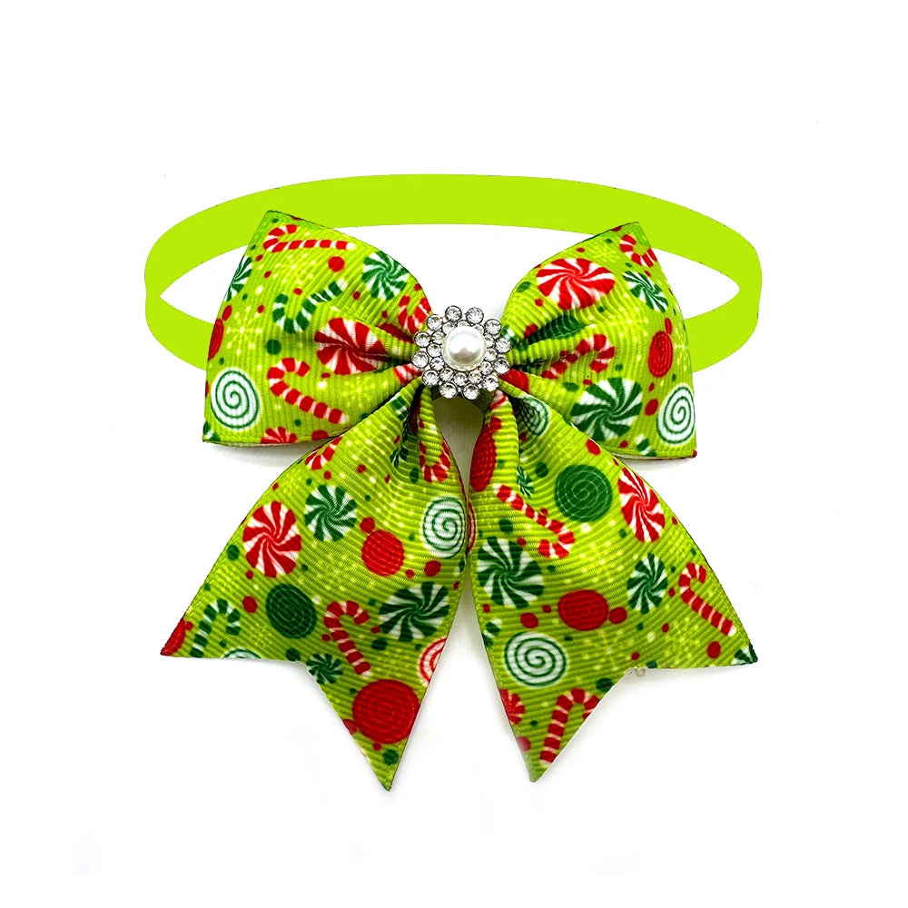 50pcs Christmas Pet Dog Bow Ties Puppy Collar Pearl Style Dog Bow Tie Puppy Collar for Small Dog Cat Grooming Products