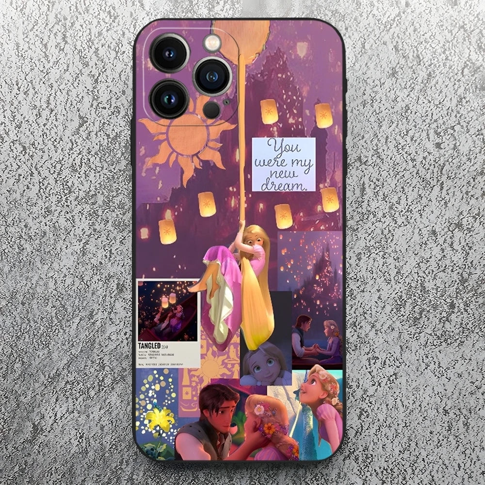 Rapunzel Phone Case for Iphone 17 16 15 14 13 12 11 Pro Max Xr X Xs Mini Plus Black Soft Silicone Cover