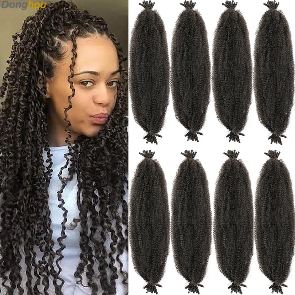 Donghou Ombre Blonde Ginger Afro Twist Hair 350 1B 30 27 613 Bug Colors Springy Twist Braiding Hair for Soft Locs Marley Braids