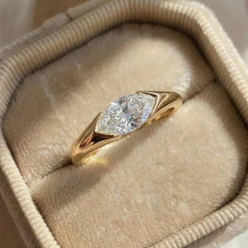 925 Sterling Silver Hot Sale Wedding Bands Women Rings with Marquise Zirconia Simple Elegant Female Accessories Trendy Jewelry