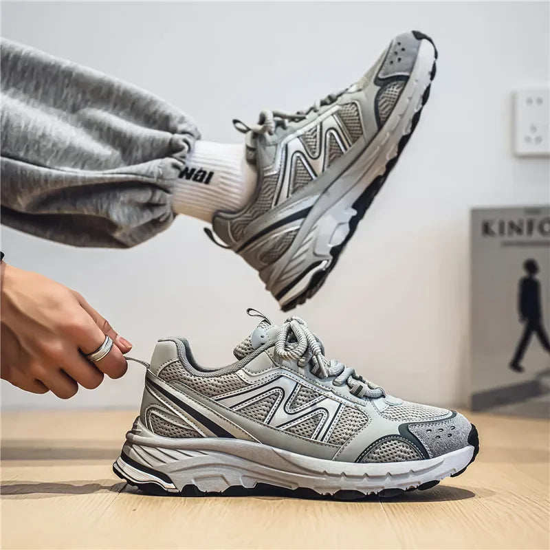 Breathable Outdoor Men's Sport Shoes Summer Trend Dad Sneakers Student Casual Rubber Sole EVA Insole Cotton Lined Net Mesh