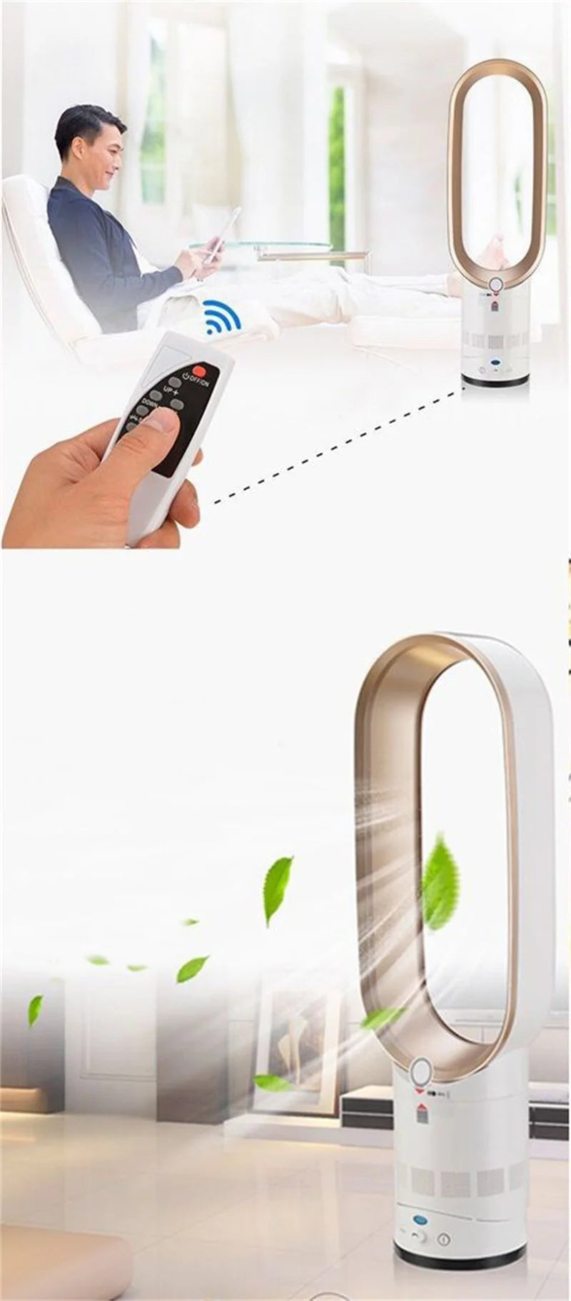 40W Bladeless Fan Electric Cooling Air Tower Fans With Remote Control Intelligent Low Noise 16 Inch Stand Floor Hot Sale
