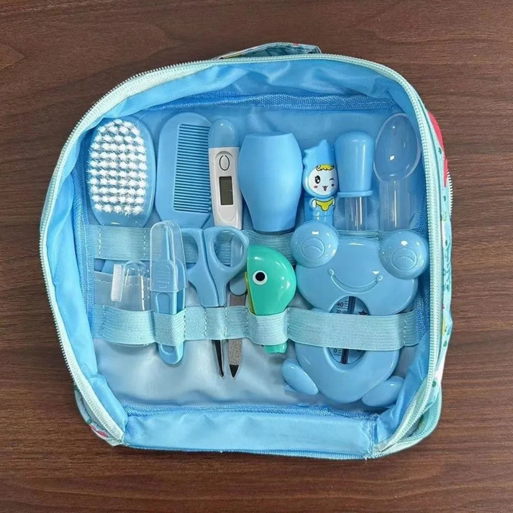 13Pcs/Set Multi-functional Baby Care Kit Hair Wash Brush Nasal Aspirator Baby Grooming Kit Comb Nail Clipper