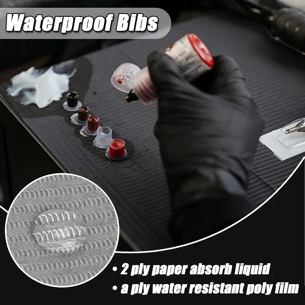 250/125/50/5pcs Black Tattoo Bibs Cleaning Wipes Pad Disposable Dental Tattoo Waterproof Sheets Paper Tattoo Accessories