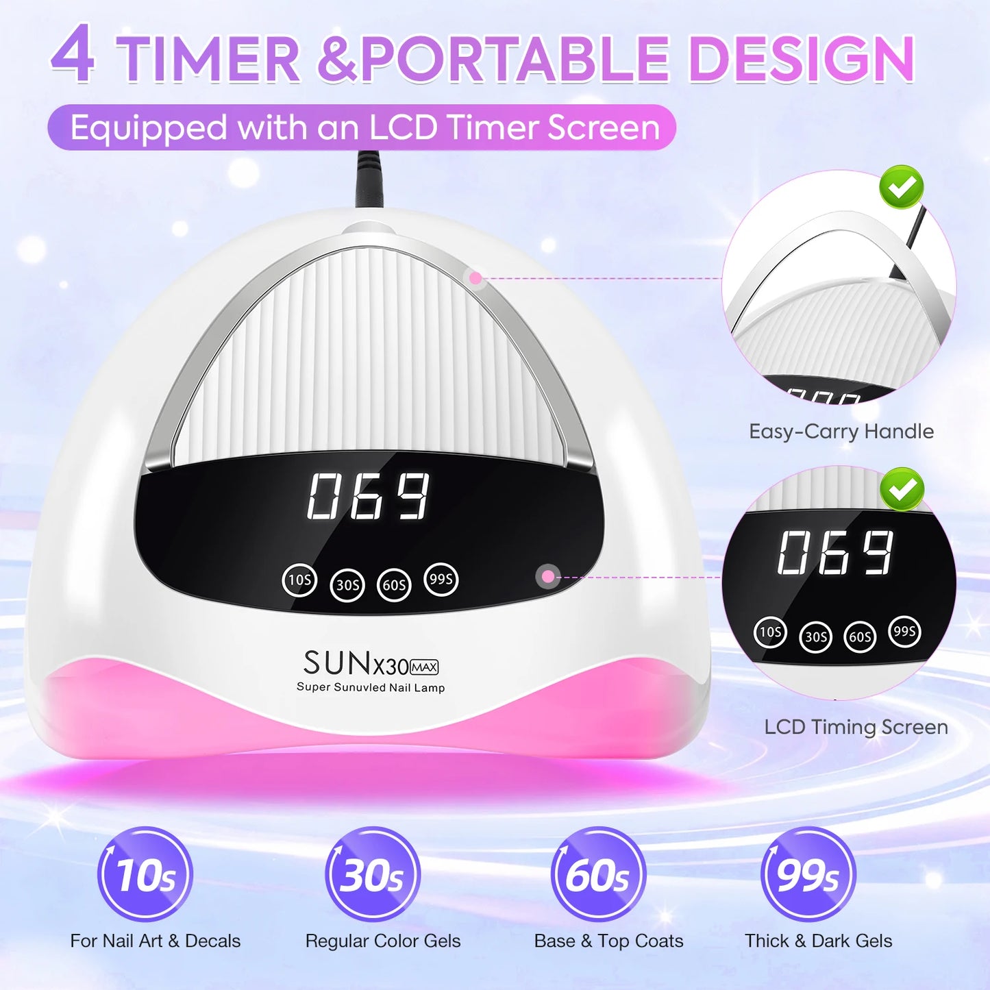 DianaBeauty 380W Professional UV LED Nail Lamp With LCD Display 90LEDS Nail Dryer for Drying All Gels Nail Polish Nail Art Tools