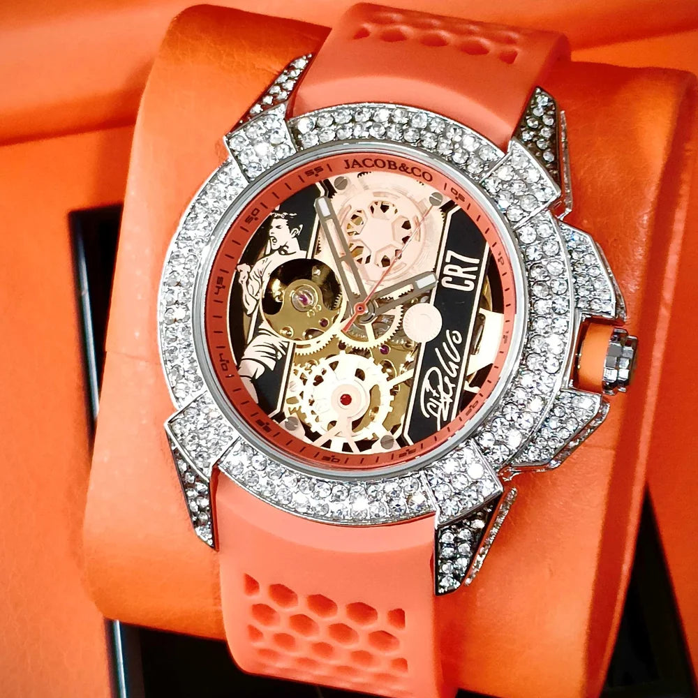 TOP Very Hot Jacob & Co Original Brand Watches For Mens  Full Diamond Automatic Mechanical Wristatch High Quality AAA Clocks
