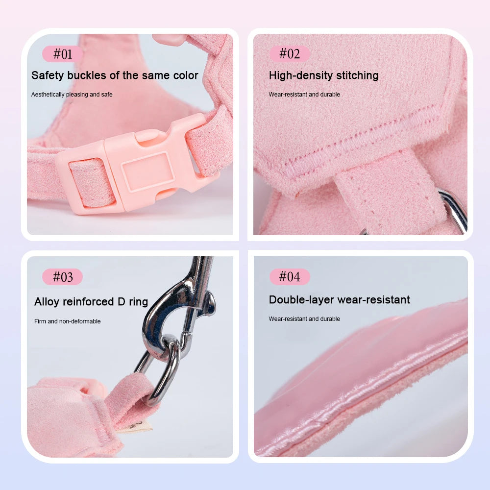 Luxury Dog Harness and Leash Set for Small Dogs, Elegant Mesh Vest Harness with Bow Tie, Perfect for Maltese Chihuahua Puppyl