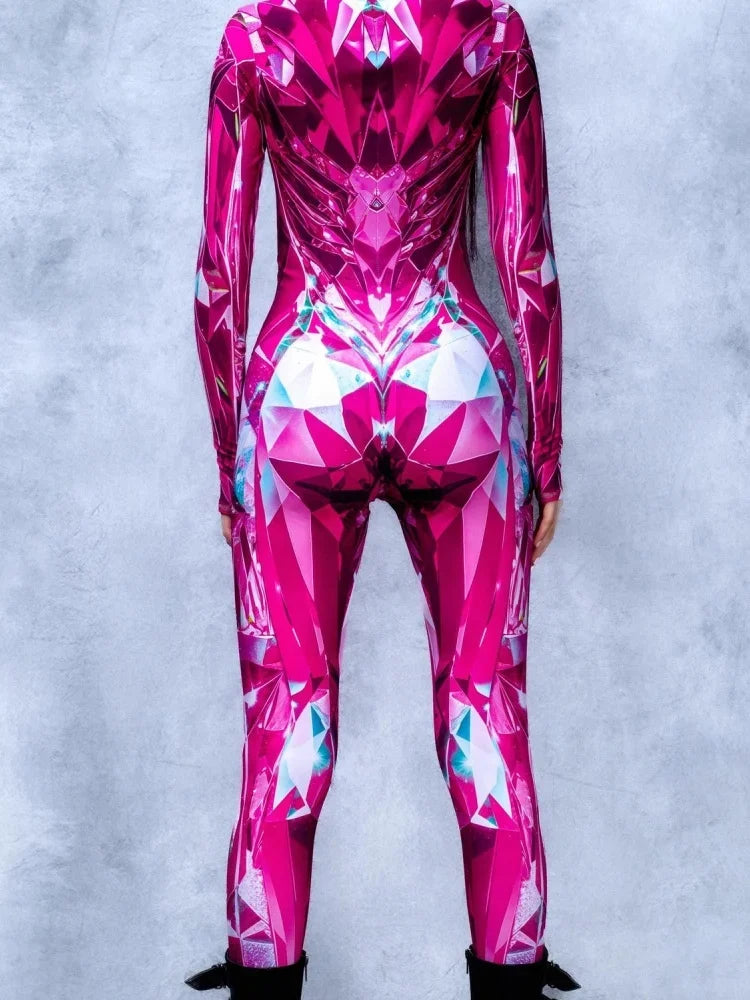 Halloween New Fashion Pink Adult Female Girlfriends Costume Cosplay Tights Cyberpunk Steam Tights Stage Role-playing Costumes