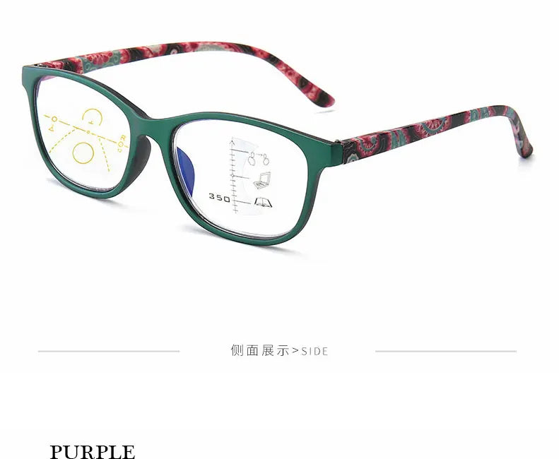 Progressive Multifocal Reading Glasses Women Anti Blue Light Presbyopia Eyeglasses Computer Eyewear Look Near Far +1.0 To +4.0