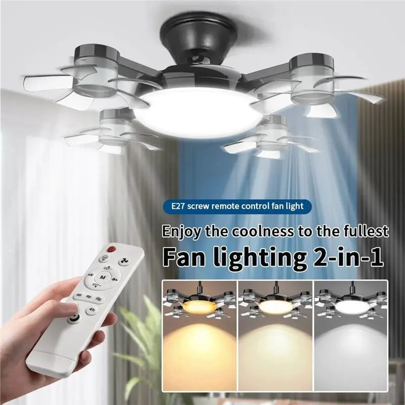 AT28-Fan Light 2-In-1 Drone Design Ceiling Fan Light 60W With Remote Control For Entrance Hall Family Corridor Living Room