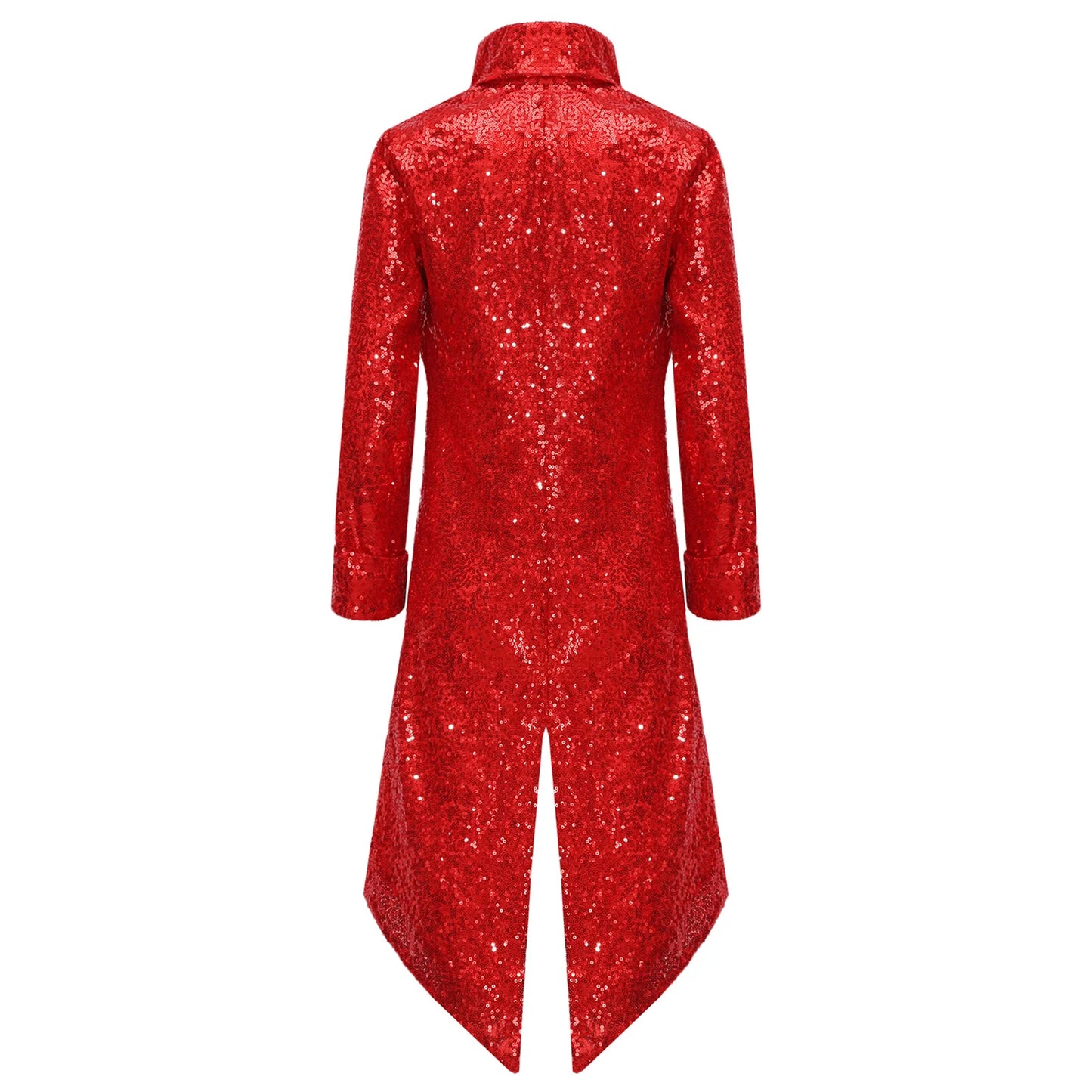 Kids Boys Halloween Medieval Renaissance Costume Sparkly Sequins Victorian Tailcoat Jacket Frock Coat Long Sleeve Gothic Tuxedo