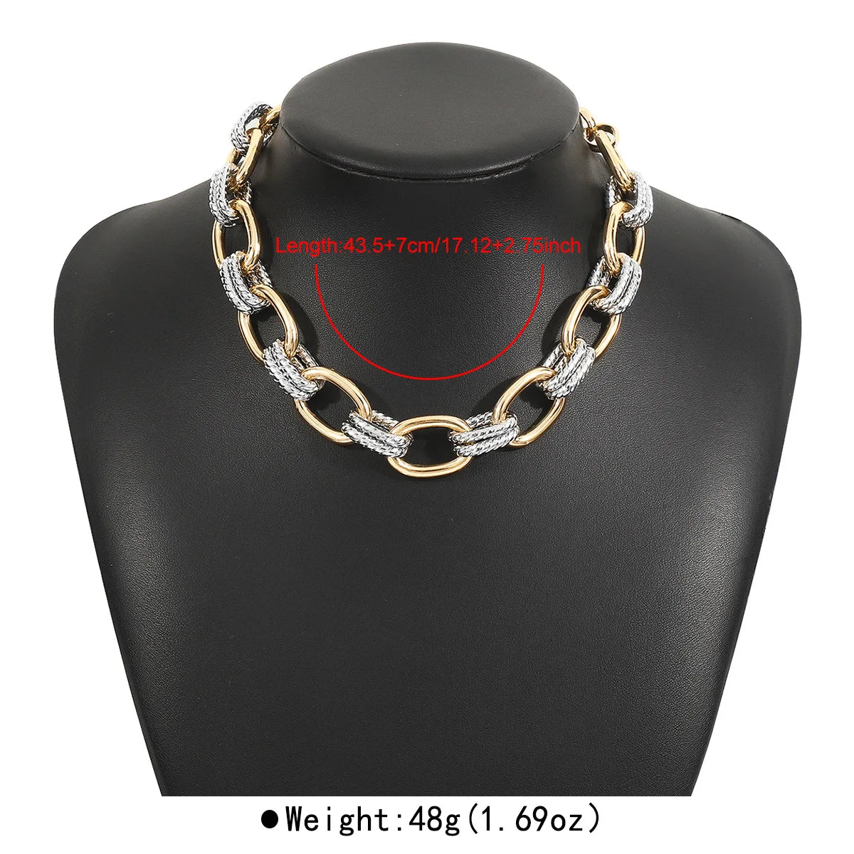 Fashion Personalized Jewelry Sets Women Geometric Metal Color Block Chain Necklace Bracelet Set Elegant Banquet Jewelry Gifts