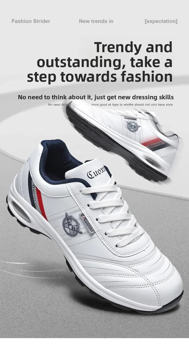 Men's Spring Autumn Casual Breathable Sport Shoes Shock Absorption Comfortable Leather Sneakers Korean Style Ankle High Mesh Lin