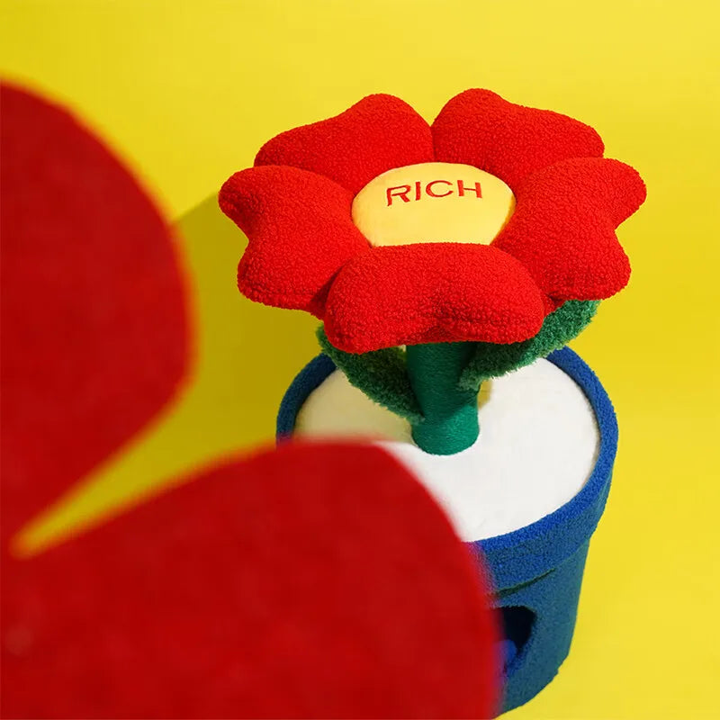 Red Flower Potted Cat Tree with Integrated Cat Bed Below Medium-Sized Cat Tree (Suitable for Cats Under 15 lbs)