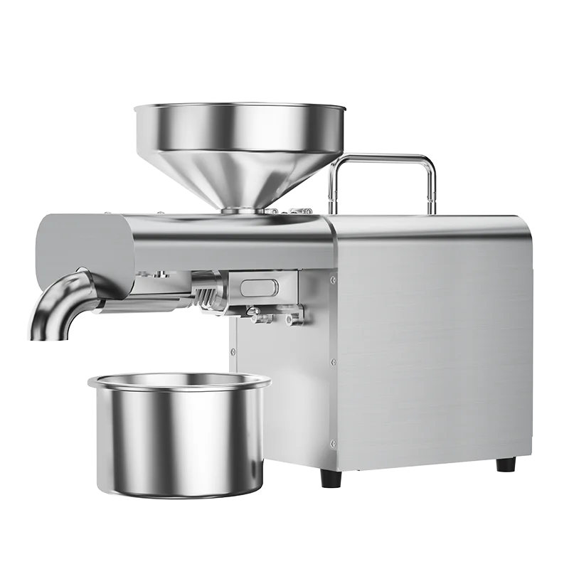 Electric Oil Press Machine, Cold/Hot for Home Use Automatic Oil Extractor for Peanut, Sesame, Sunflower Seeds, Stainless