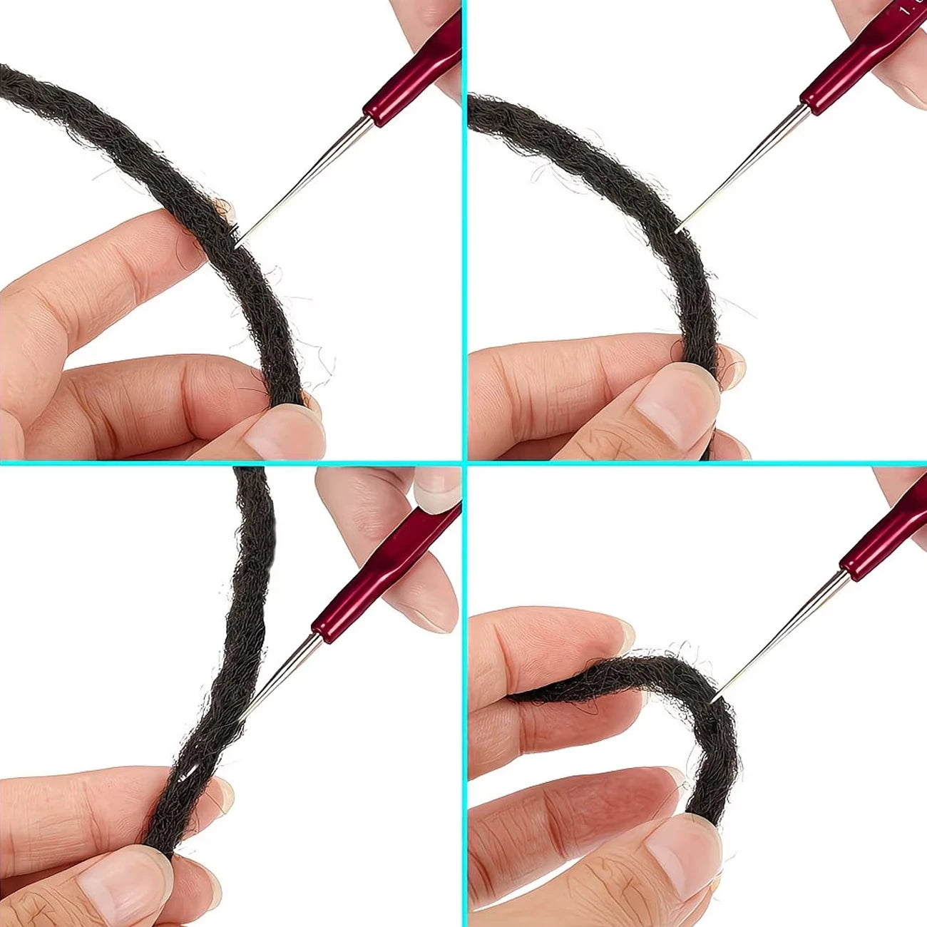 A Set of 4 Crochet Braiding Tools, with Hooks Sized 0.5/0.6/0.7/0.8mm, Suitable for Braids and Dreadlock Tool Kits