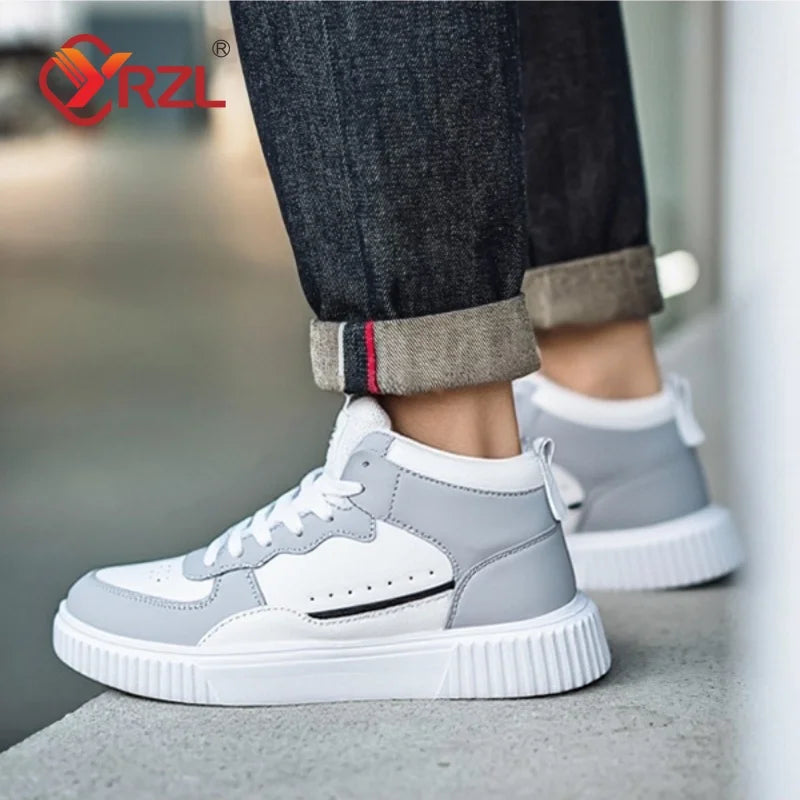 YRZL Casual Shoes for Men Sneakers Breathable PU Leather White Shoes Unisex Comfortable Walking Sport Shoes for Man
