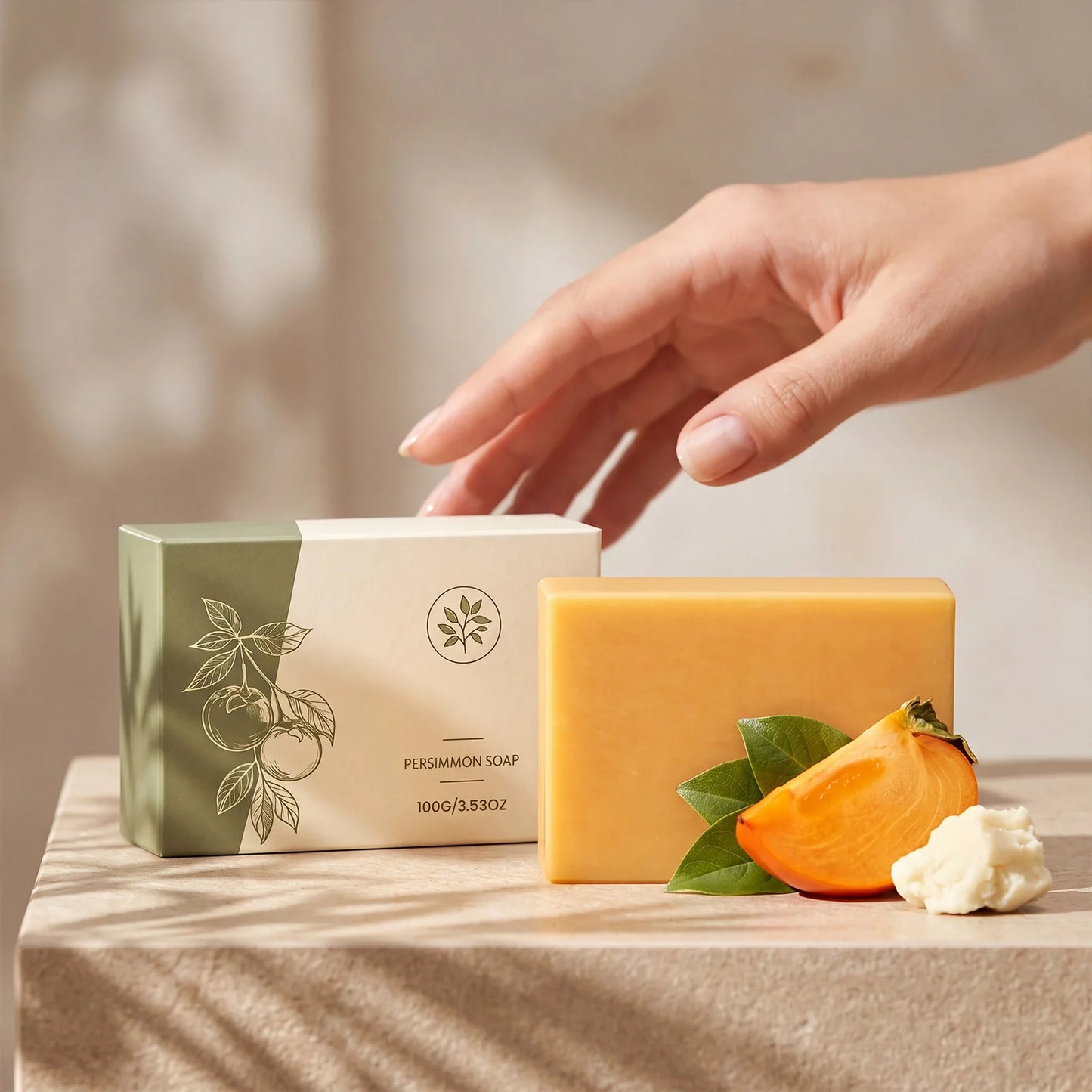 Persimmon Soap Bar Deep Cleanse Pores Remove Body Excess Oil Refreshing Skin Lasting Moisturizing Fruity Aroma Bathing Spa Soap