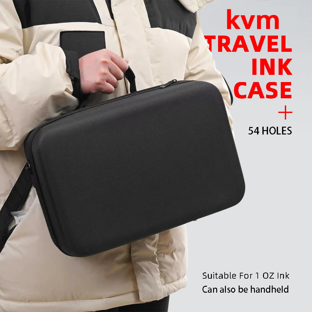 KVM Tattoo Ink Suitcase Tattoo Drawing Inks Travel Case Holds 54pcs 1oz Tattoo Ink PU Memory Foam Storage Case for Storage
