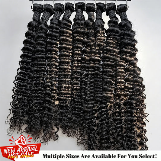 Deep Wave Bundles Brazilian Virgin Raw Unprocessed Human Hair Deep Curly Wavy Bundles 30 40 Inch Natural Black Color Human Hair