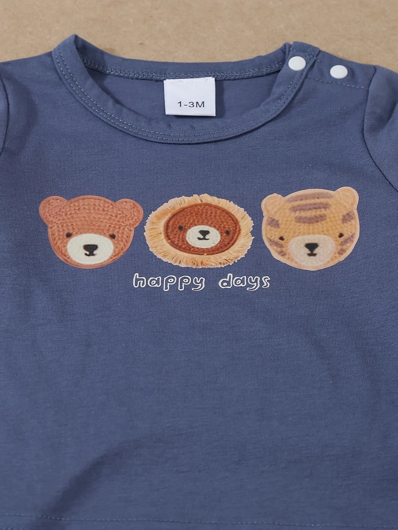 A Cute Little Bear Sticker Sleeveless Comfortable Vest Jumpsuit For A Baby Boy 3 Pieces In Summer Made Of Waffle Fabric