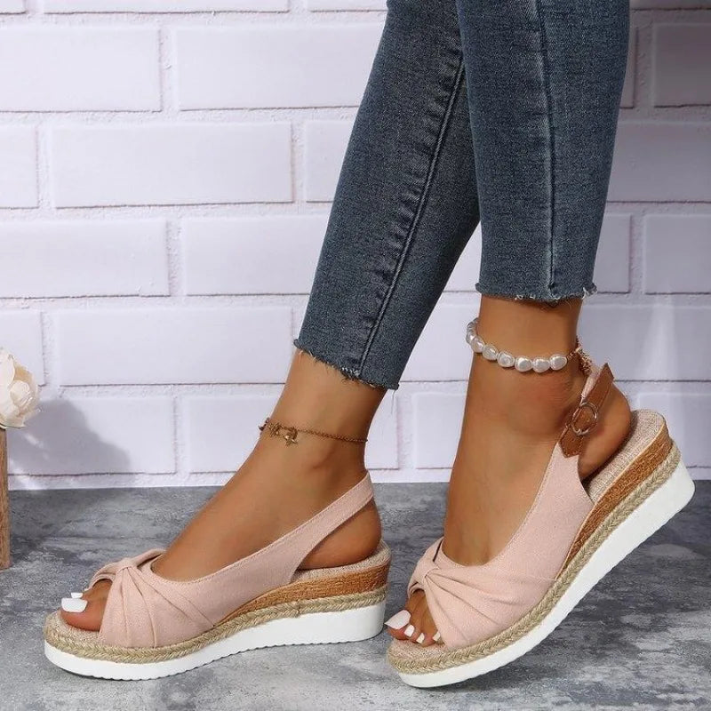 2026 Women Fashion Sandals Open Toe Casual Wedge Platform Shoe Soft Sole Light Work Shoes Large Size Flat Comfortable Beach Shoe
