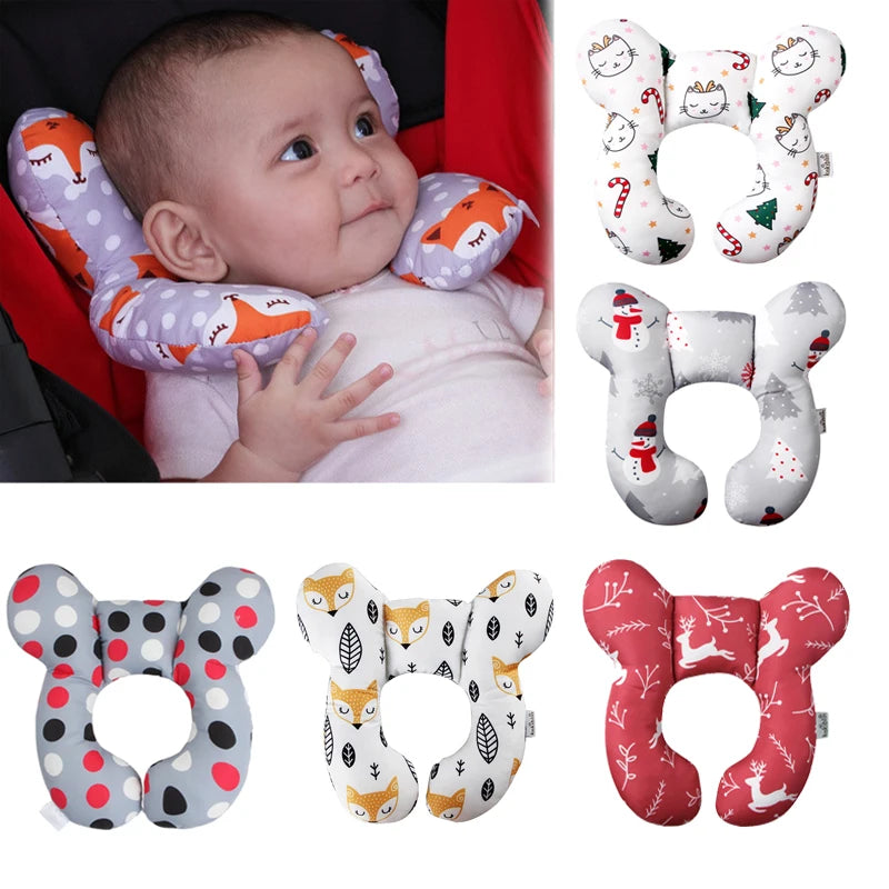 Baby Stroller Pillow Car Seat Head Fixed Neck Pillows Bend Shape Sleeping Protection Headrest Cushion Infant Anti-head Mat
