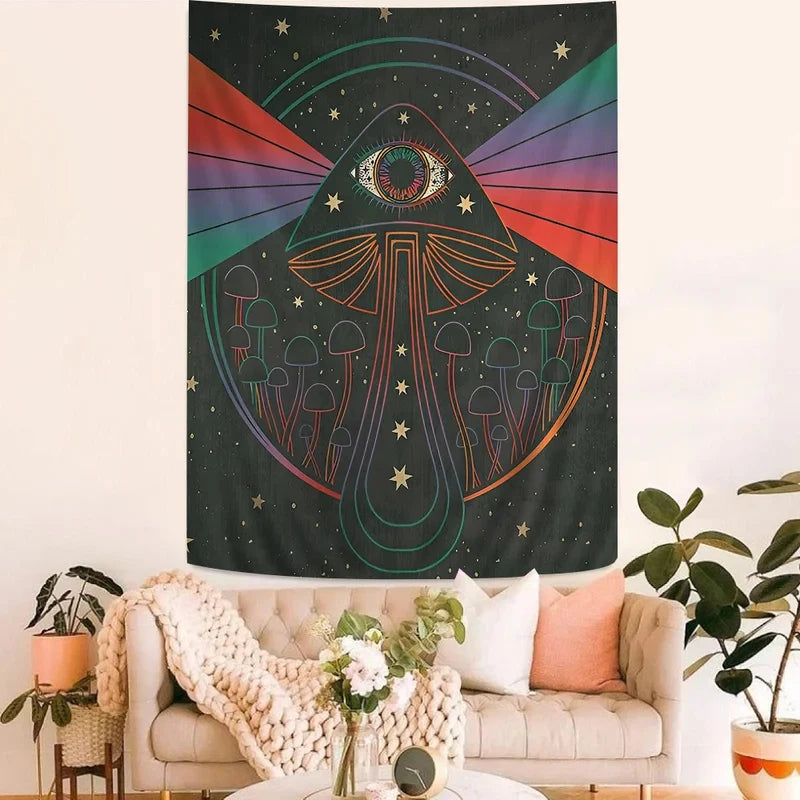 Retro Bohemian Psychedelic 70s DIY Wall Tapestry Science Fiction Art Home Decor for Room