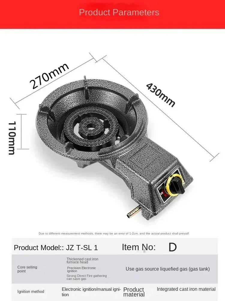 Powerful Gas Stove for Home and Commercial Cooking - Compatible with Natural Gas and LPG AD