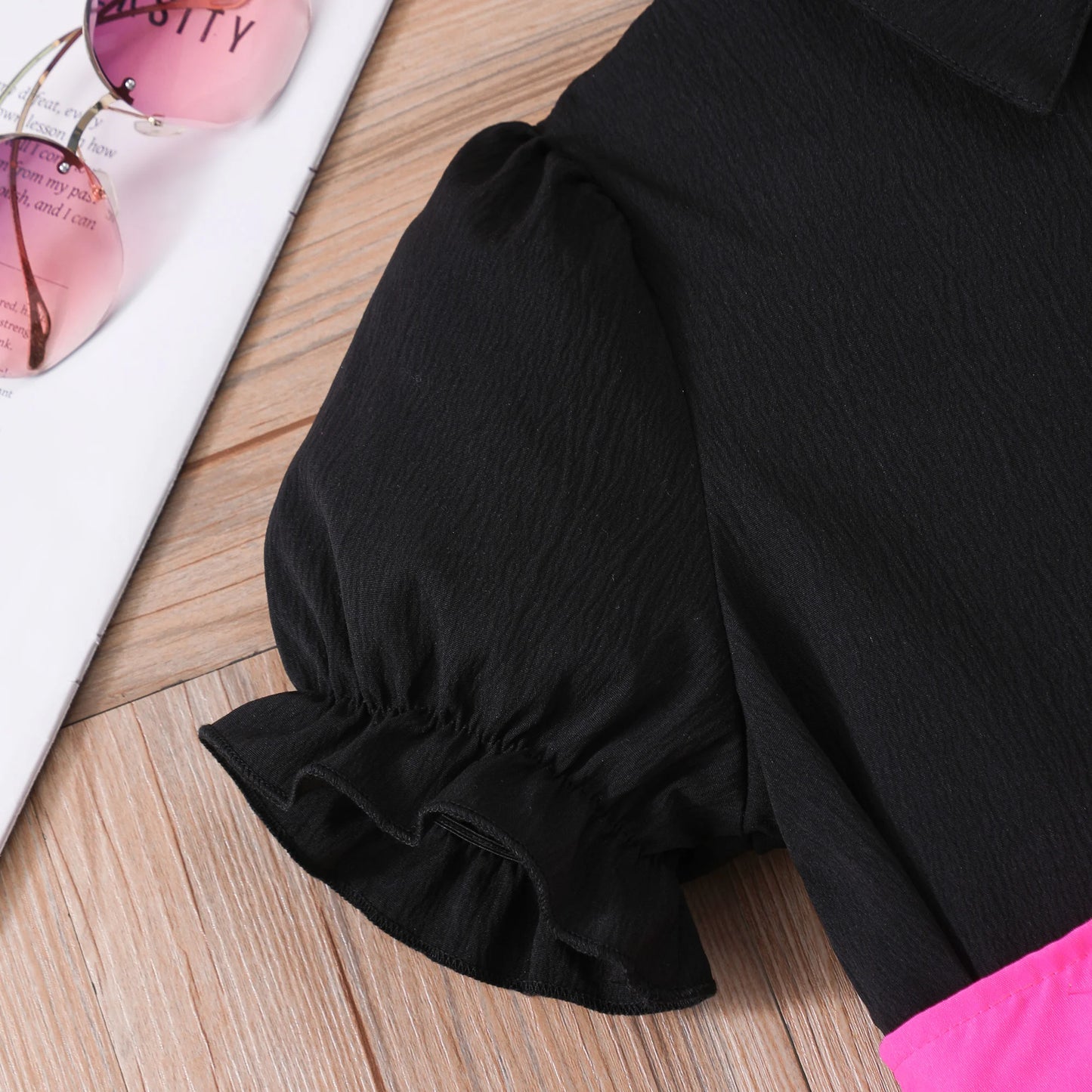 Teen Girl Dress Summer Black Retro Short Sleeve Children Dresses Fashion Girl Costume Party Big KIds Outfit 7 8 9 10 11 12Yrs