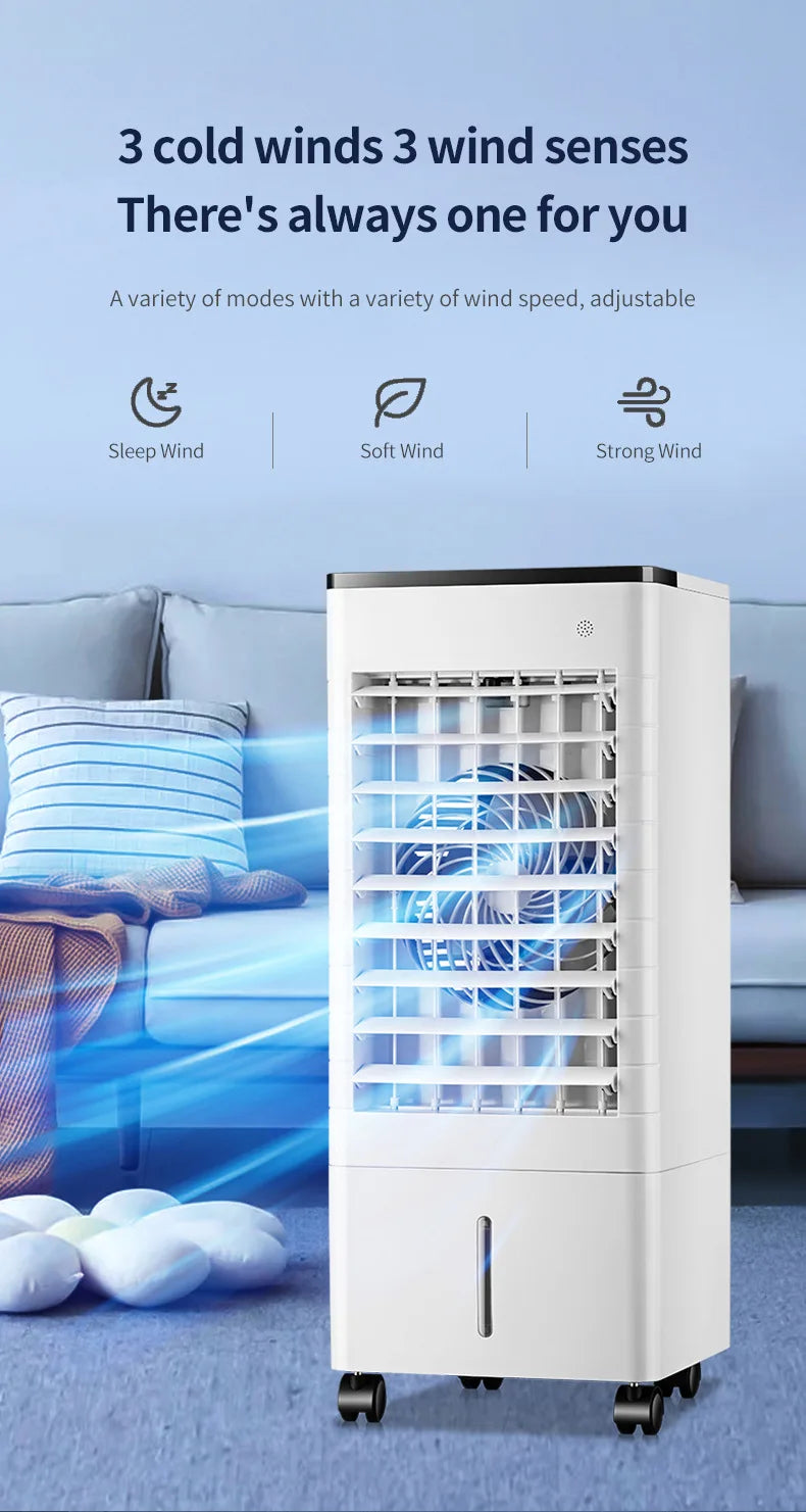 Portable Air Conditioner Fan Intelligent Cooling Fan with Remote Control Wide-angle Air Supply Ice Crystal for Home Use