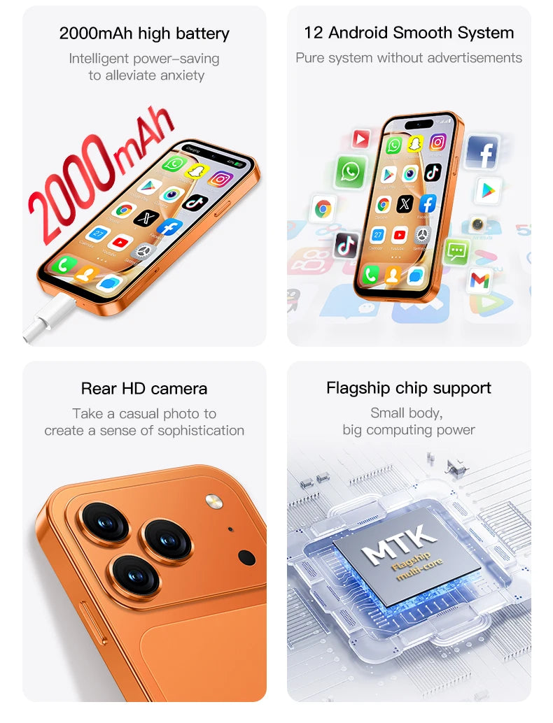 ONEMYTH 2026 new A18 Pro mini smartphone, 2GB RAM 16GB ROM, 4G network, 4.0-inch portable small Android phone