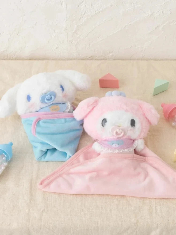 2025 Sanrios Baby Pacifier Bottle Plush Set  Kuromi Hellokitty Cinnamoroll My Melody Baby Dress Up Suit Gifts Christmas Gifts