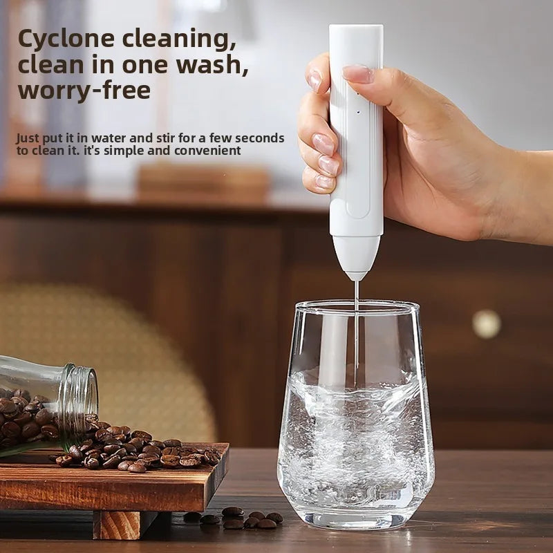 MINI Milk Frother USB Rechargeable 3 Speeds Foam Maker Coffee Whisk Mixer Electric Handle Blender Egg Beater