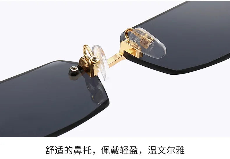 Rimless Sexy Sunglasses Rectangle Fashion Popular Women Men Shades Small Sun Glasses for Female Male Traveling Oculos