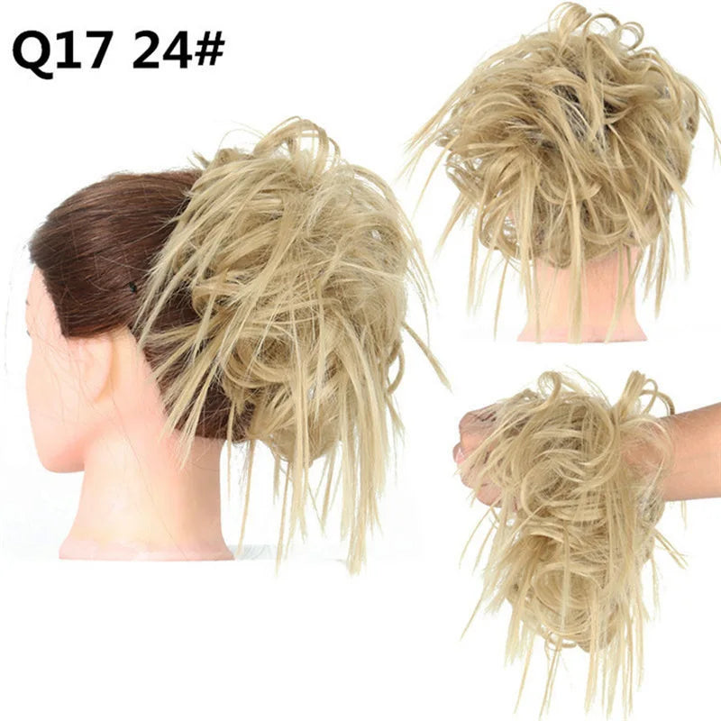 Synthetic Hair Bun Extensions Messy Curly Elastic Hair Scrunchies Hairpieces Synthetic Chignon Donut Updo Hair Pieces for Women