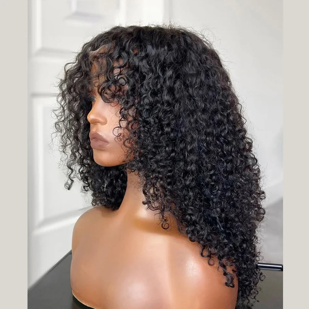26“Long Soft Natual Black Kinky Curly 180Density 13x4 Lace Front Wig For Black Women Synthetic Heat Resistant Glueless Daily