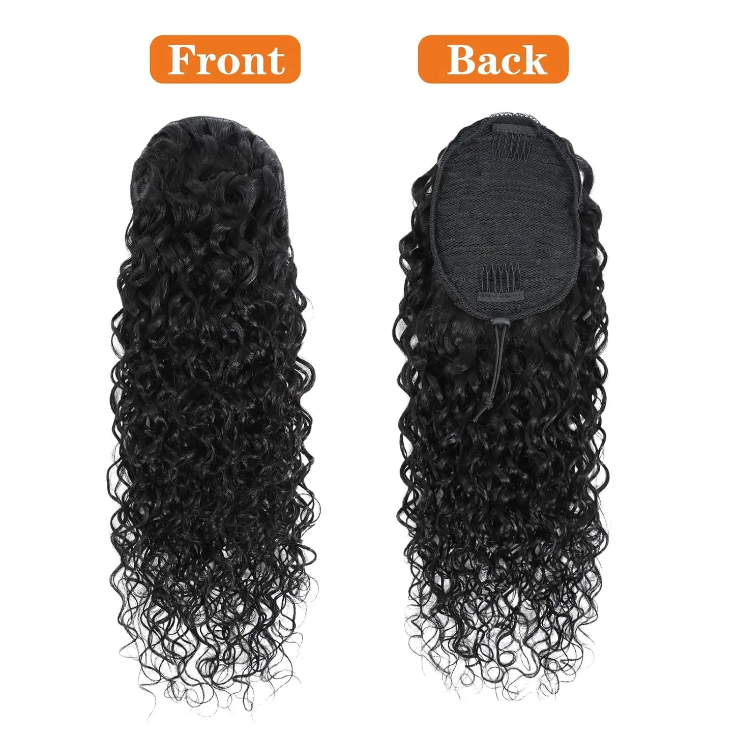 Water Wave Drawstring Ponytail Human Hair Extension 100% Real Human Hair Brazilian Remy Clip In For Women Ponytail Natural Color