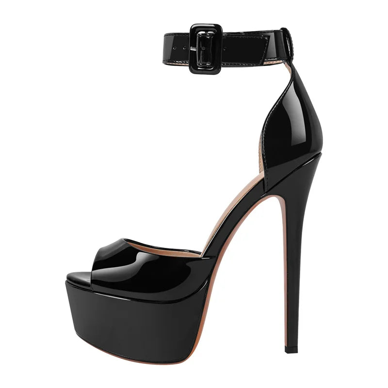 Onlymaker Women  Platform Sandals Peep Toe Thin Heels Ankle Strap Zebra Stripes Party Dress Summer Lady Shoes Big Size Sandals