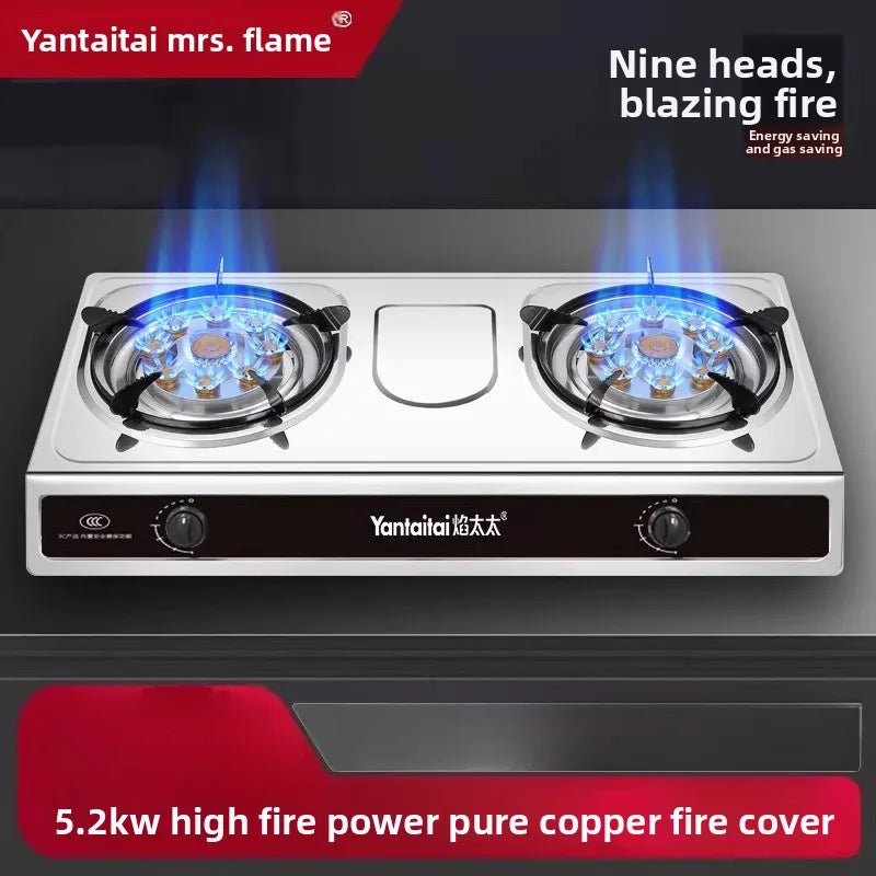 Double Burner Gas Stove Household Desktop LPG Natural Gas Energy Saving Old Style Stove abc