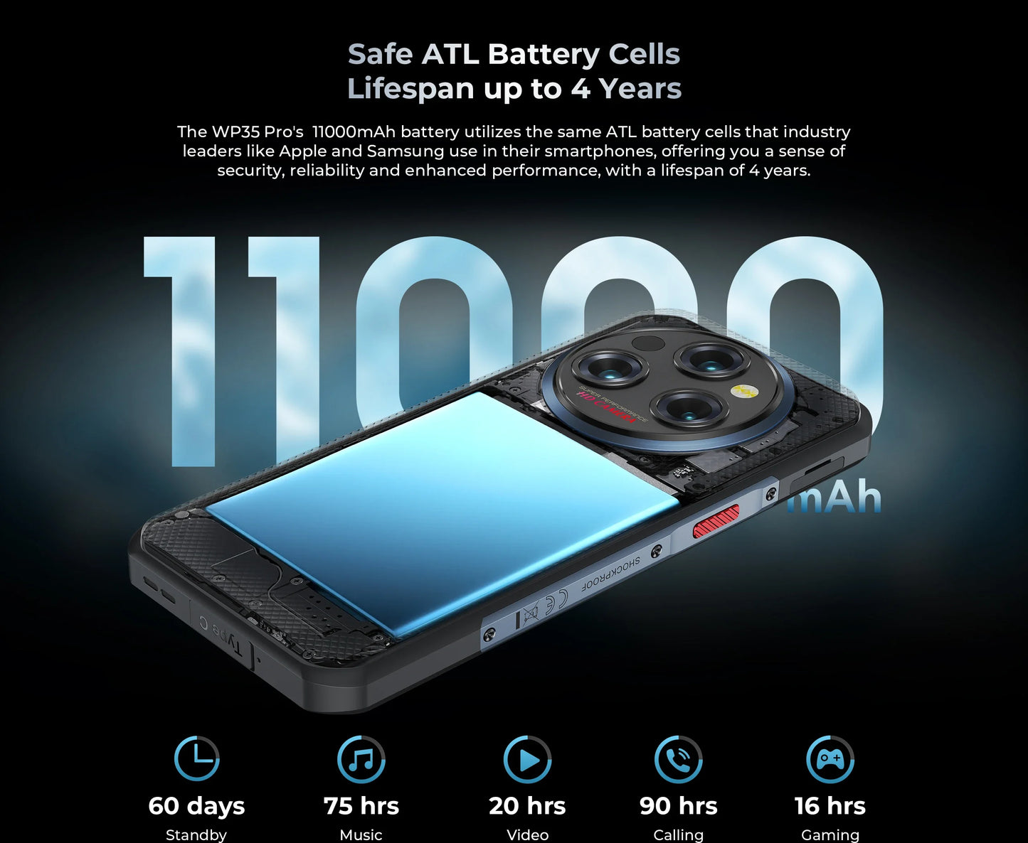 Oukitel WP35 Pro Rugged Smartphone 5G 6.6" 2.4K Display MediaTek Dimensity 6300 Mobile Phone 12GB+512GB 11000mAh 64MP Android 14