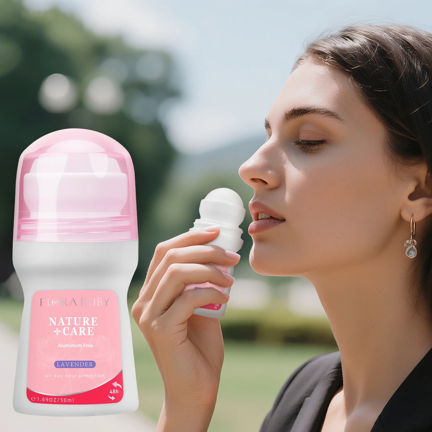 Flora Ruby Cherry Blossom Collection Lavender/Rose/Jasmine/Lily Roll On Deodorant Aluminium free for Women 1.69 fl oz/50 ml