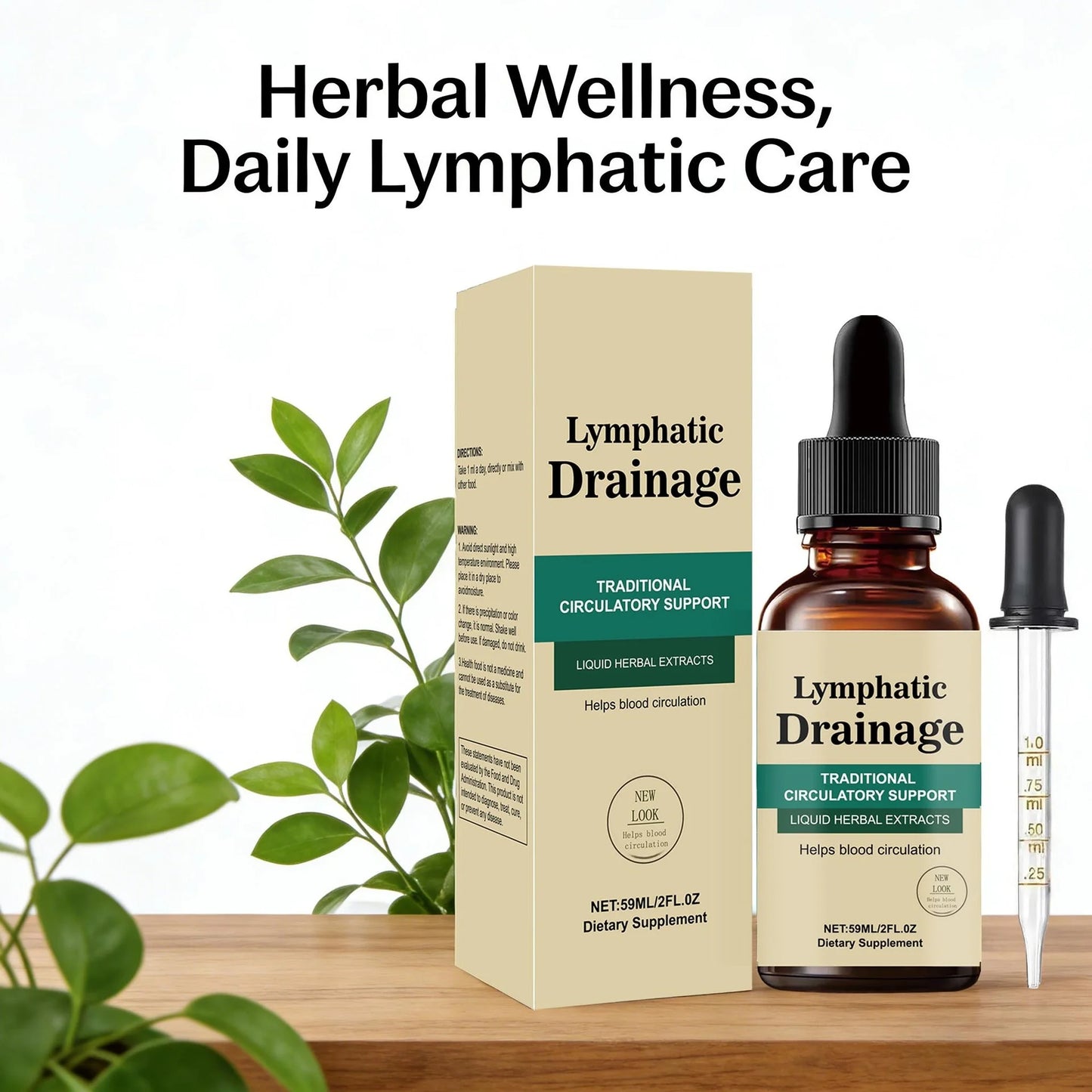 59 ML Lymphatic Drainage Supplement - Support Liquid Herbal Extracts Immune Support, Cleanse & Detox
