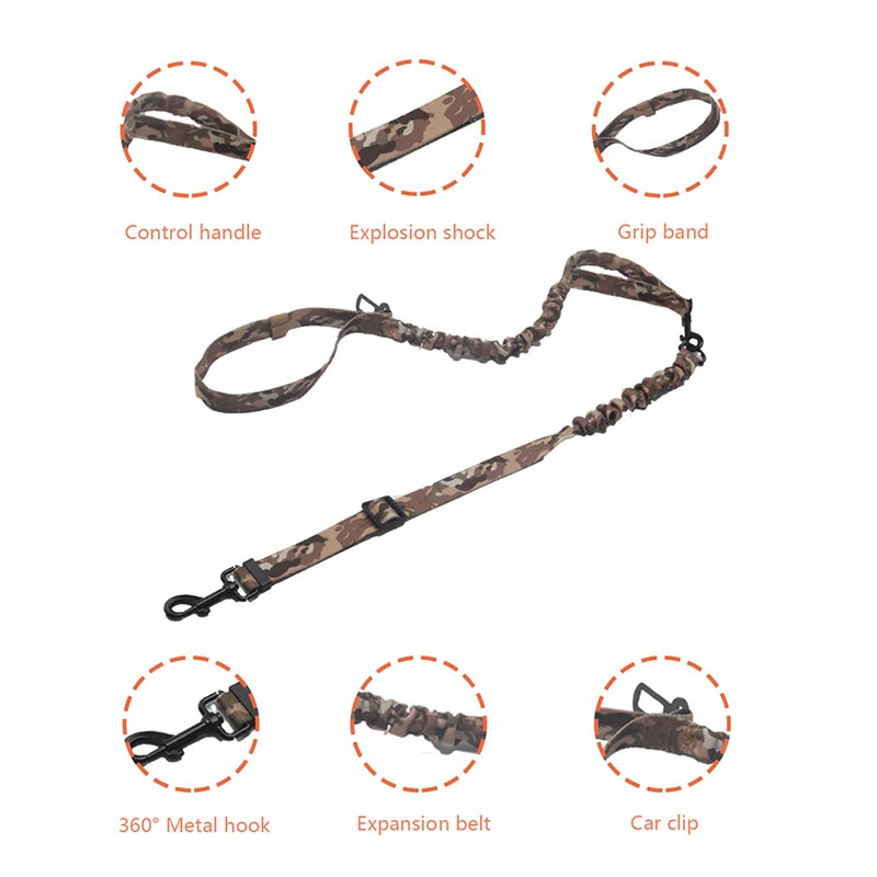 Tactical Dog Harness Adjustable Traning Dog Harness Leash Sets with Storage Bag for Large Dog Control Handle Cat Harness