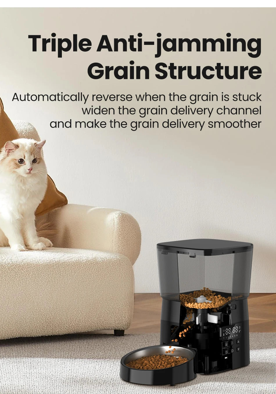 ROJECO Smart Dog Feeder Automatic Dog Food Kibble Dispenser Button Version for Pet Cats Auto Food Container Dog Feeding Supplies