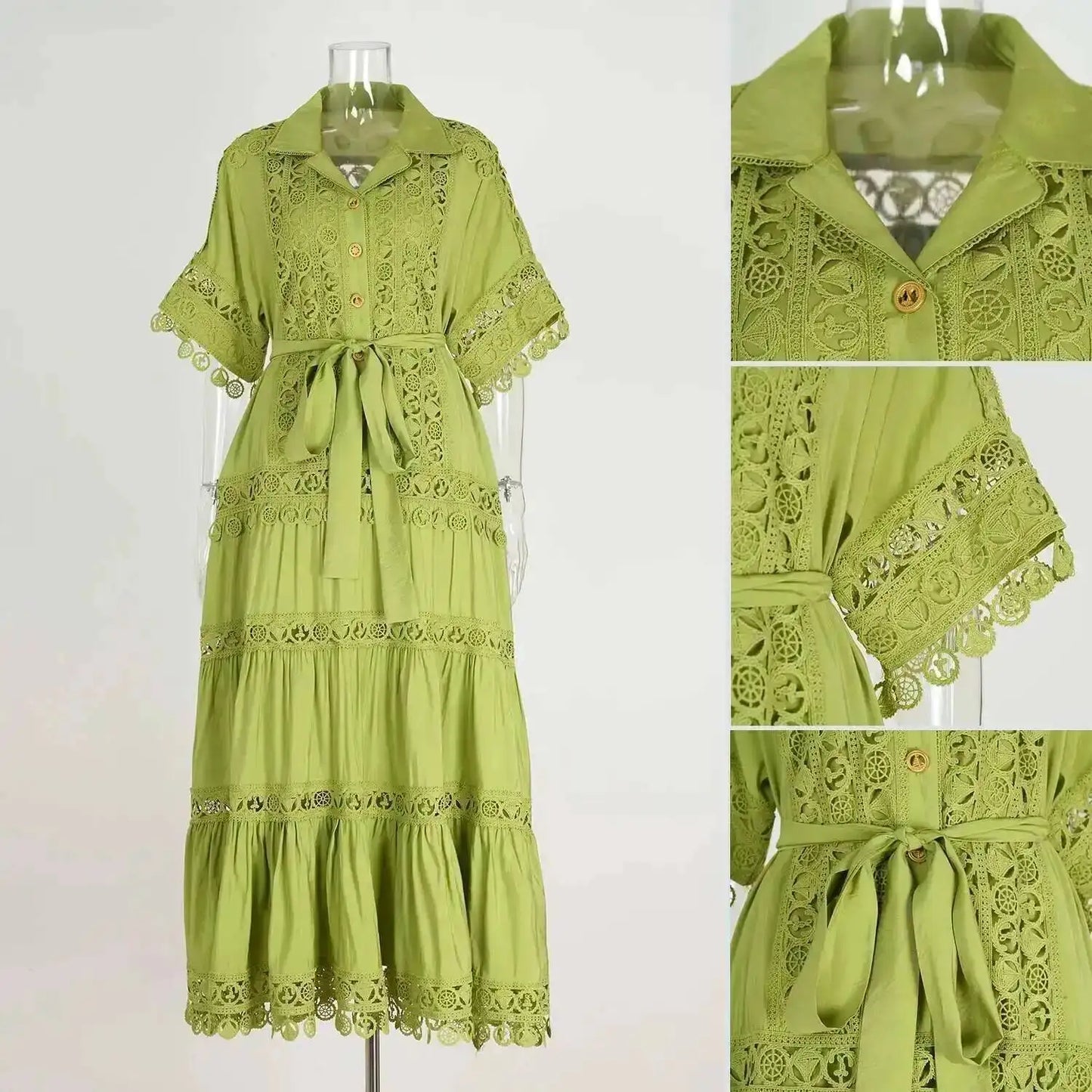 Luxury Long Maxi Dresses Shirt Women 2025 Summer Holiday Lace Embroidery Cotton Loose Big Size Hollow Out Wedding Dress White