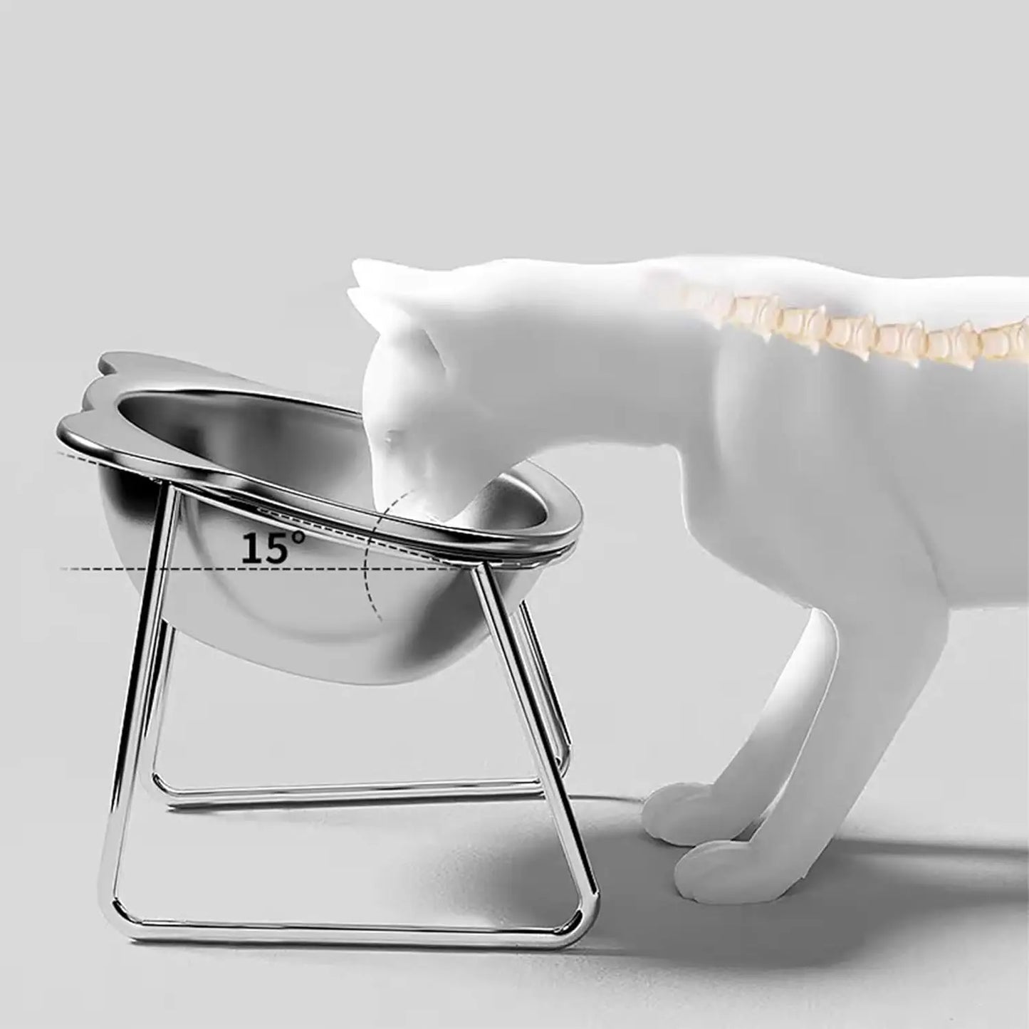 Tilted Cat Bowl Stainless Steel Cat Food Bowls with Metal Stand Food and Water Dish for Cats Kitten Puppies Feeders Cat Supplies
