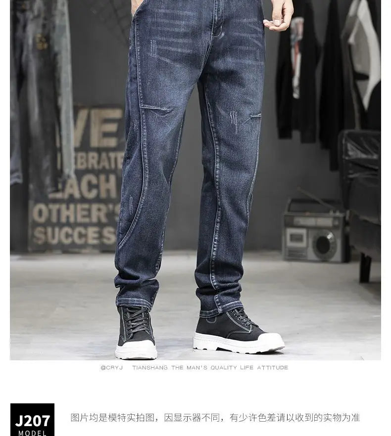 Summer Designer Clothes High Quality Punk Harajuku Fashion Casual Plus Size Slim Fit Denim Jeans for  2025 Cowboy Pants for Men