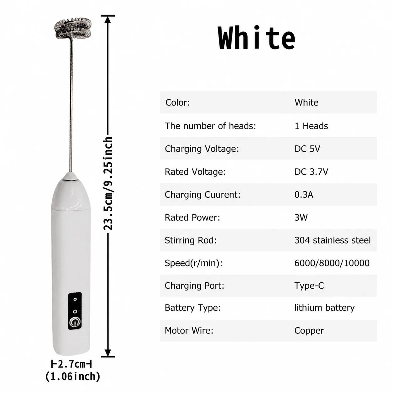 Electric Milk Frother + Egg Beater Wireless Type-C Charging 3 Speeds Mini Handheld Foam Maker Coffee Whisk Cooking Tools